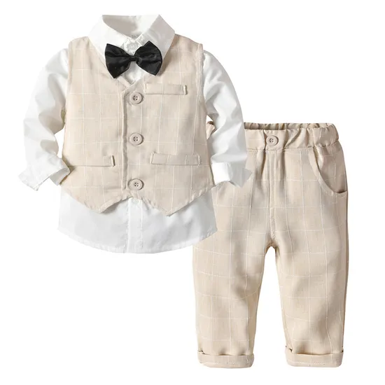 Baby Boy Clothing Sets Formal Toddler Boys Birthday Party Clothes Suit Gentleman Top + Shorts Children Cloth Sets