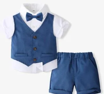 Baby Boy Formal Suits Children′s Short Sleeve Boy Wear Baby Clothes Suits 