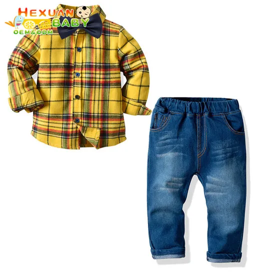 Fashion Design Boys Trendy Long Sleeve Plaid Shirts Gentlemen New Years Outfits 