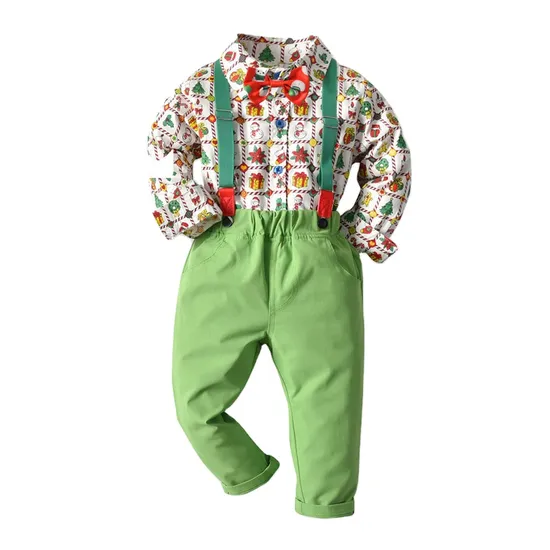 2025 Green Shirt Suit for Baby Boy Wedding Clothes Long Children Costume Boys Autumn Suit Infant Kids Clothing Set 