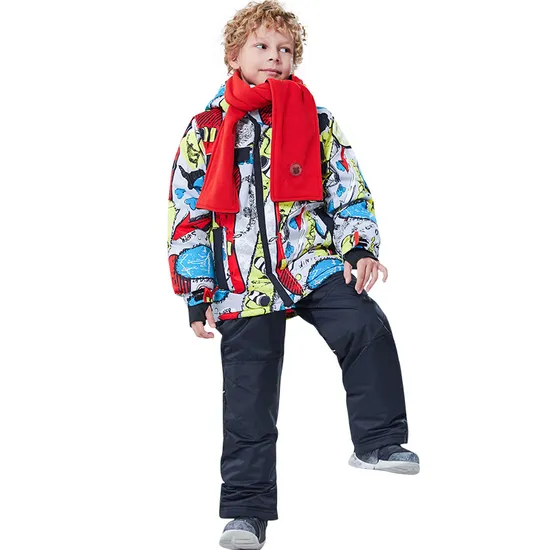 High Quality Two Pieces Boys Winter Snow Suit for Kids Boy Ski Jacket and Pants Set 