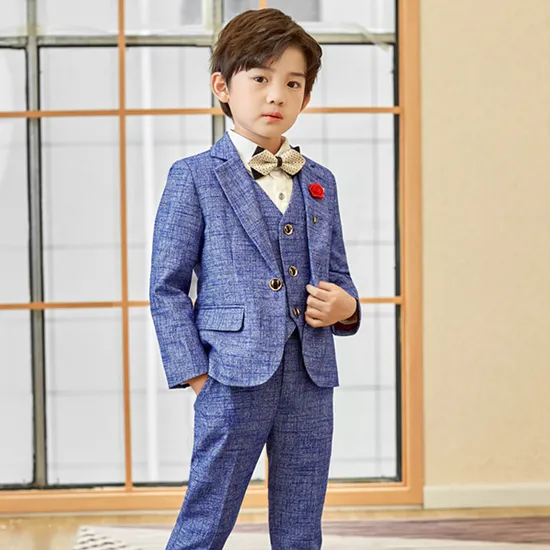 Autumn New Children Handsome Wedding Suit Boy Plaid Small Suit 