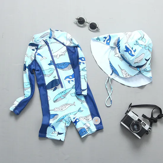 Boy Cute One Piece Beach Sunscreen Swimming Suit 