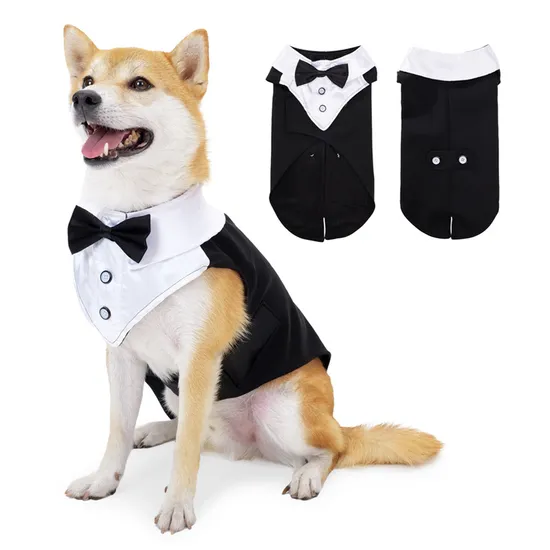 Dog Clothes Dog Wedding Outfit Prince Wedding Suit Tuxedo Bow Tie Puppy Clothes Coat French Bulldog Halloween Costume 